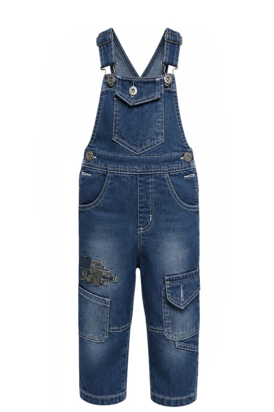 Salopette Jean Garçon Motif Camion Brodé – 100% Coton – 12 mois à 4 ans – Neuf