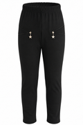 Pantalon Fille Noir – Zips Décoratifs & Pendentifs Étoile Argentés – Ceinture Élastique – 9 à 16 ans – Neuf