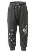 Jogging Fille Gris Anthracite – Motif Pandas & Empreintes de Pattes – Poches & Poignets Côtelés – 2 à 6 ans – Neuf