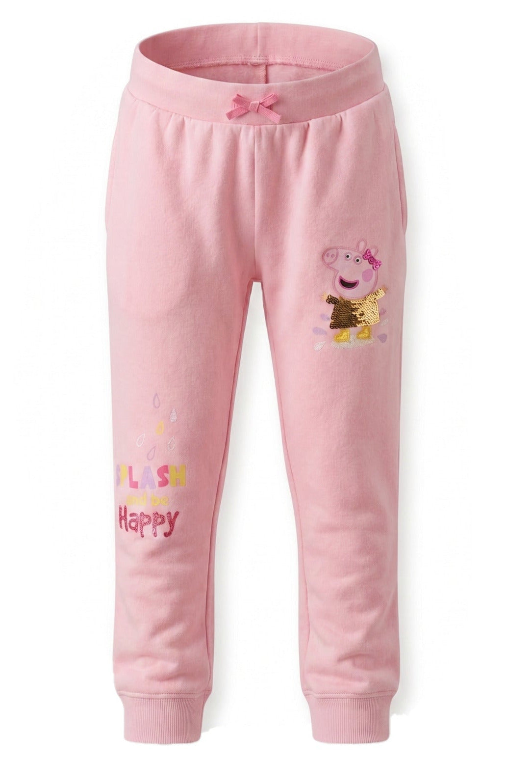 Jogging Fille Rose Poudré – Peppa Pig en Sequins Dorés & "Splash Makes Me Happy" – 3 à 8 ans – Neuf