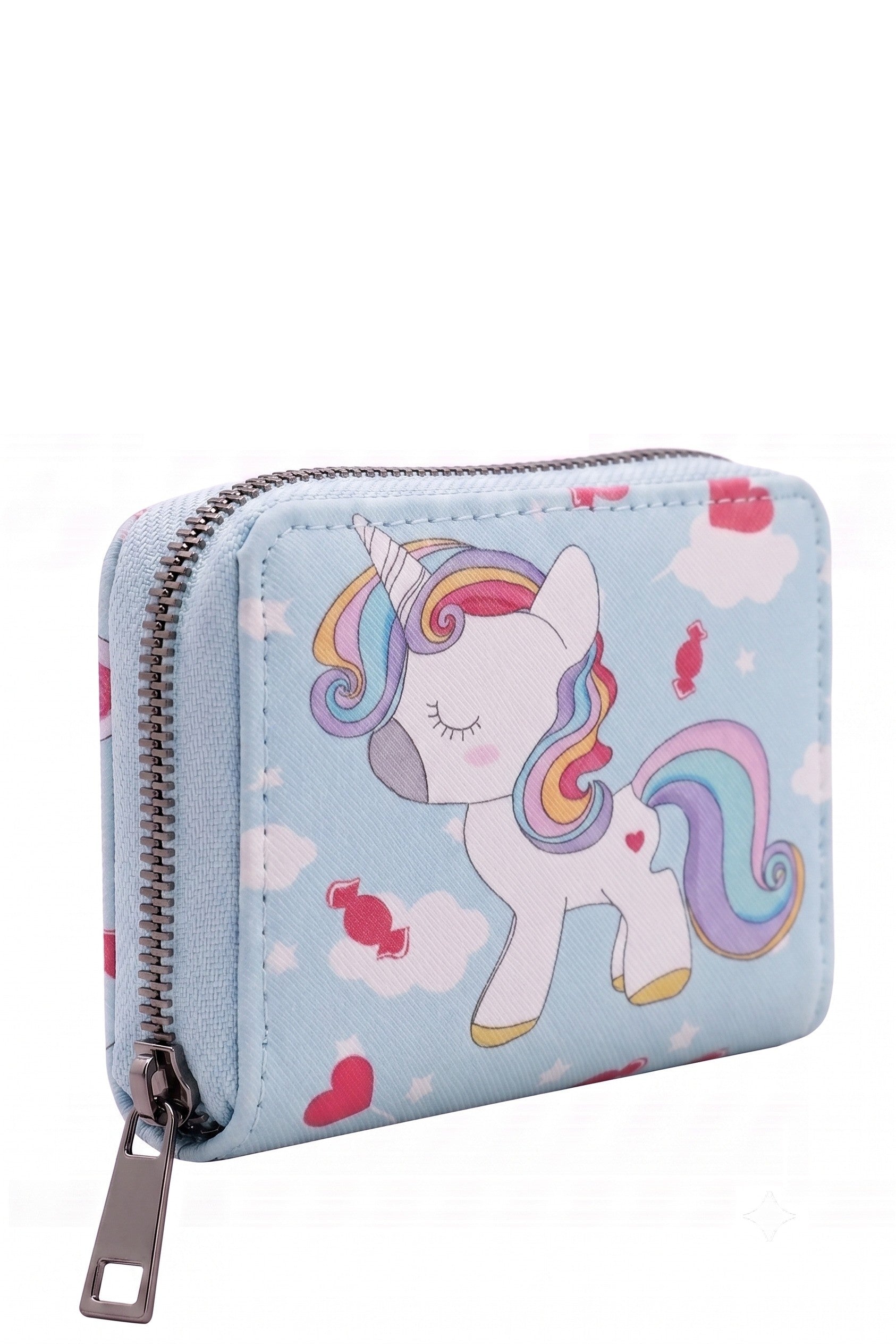 Petit Portefeuille Fille – Licorne – Bleu – Simili Cuir – 13 x 9 cm – Neuf