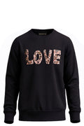 Pull Fille Noir – Inscription "LOVE" Imprimé Léopard Rose & Beige – Col Rond – Marque Apparatus – 4 à 14 ans – Neuf
