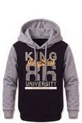 Sweat à Capuche Garçon Bicolore Noir & Gris – Imprimé King 86 New York University – 4 à 14 ans – Neuf