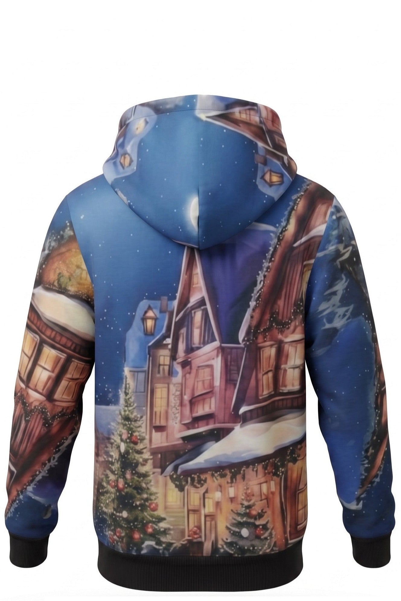 Sweat à Capuche Garçon – Imprimé 3D Spiderman Noël Recto-Verso – Village Enneigé au Dos – 4 à 14 ans – Neuf