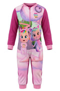 Combinaison Pyjama Fille Cry Babies – Rose Foncé & Rose Clair – Polaire – Motif Féerique Imprimé – 2 à 6 ans – Neuf