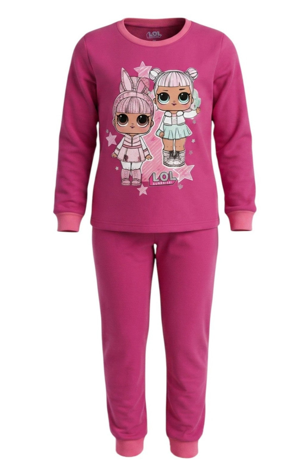 Pyjama Fille LOL Surprise – Rose Fuchsia – 2 Pièces Manches Longues – Motif Étoiles & Personnages – 3 à 8 ans – Neuf