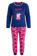 Pyjama Fille Peppa Pig – Bleu Marine & Rose Fuchsia – 2 Pièces Manches Longues – Motif Étoiles – 2 à 8 ans – Neuf