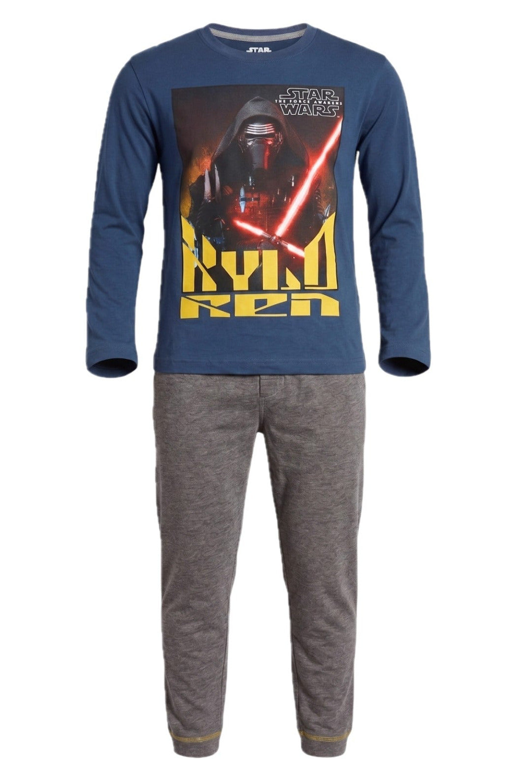 Pyjama 2 Pièces Garçon – Haut Bleu Marine Imprimé Kylo Ren + Pantalon Gris Chiné – Star Wars The Force Awakens – 4 à 10 ans – Neuf
