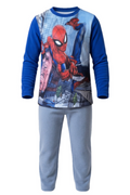Pyjama Polaire 2 Pièces Garçon – Haut Bleu Roi Imprimé Spider-Man en Action + Pantalon Gris Clair – Marvel – 3 à 8 ans – Neuf