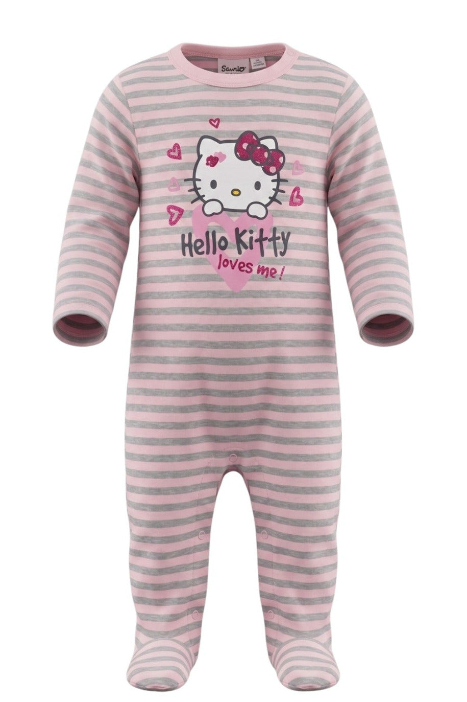 Pyjama Bébé Fille Hello Kitty – Gris à Rayures – 3 à 24 mois – Neuf