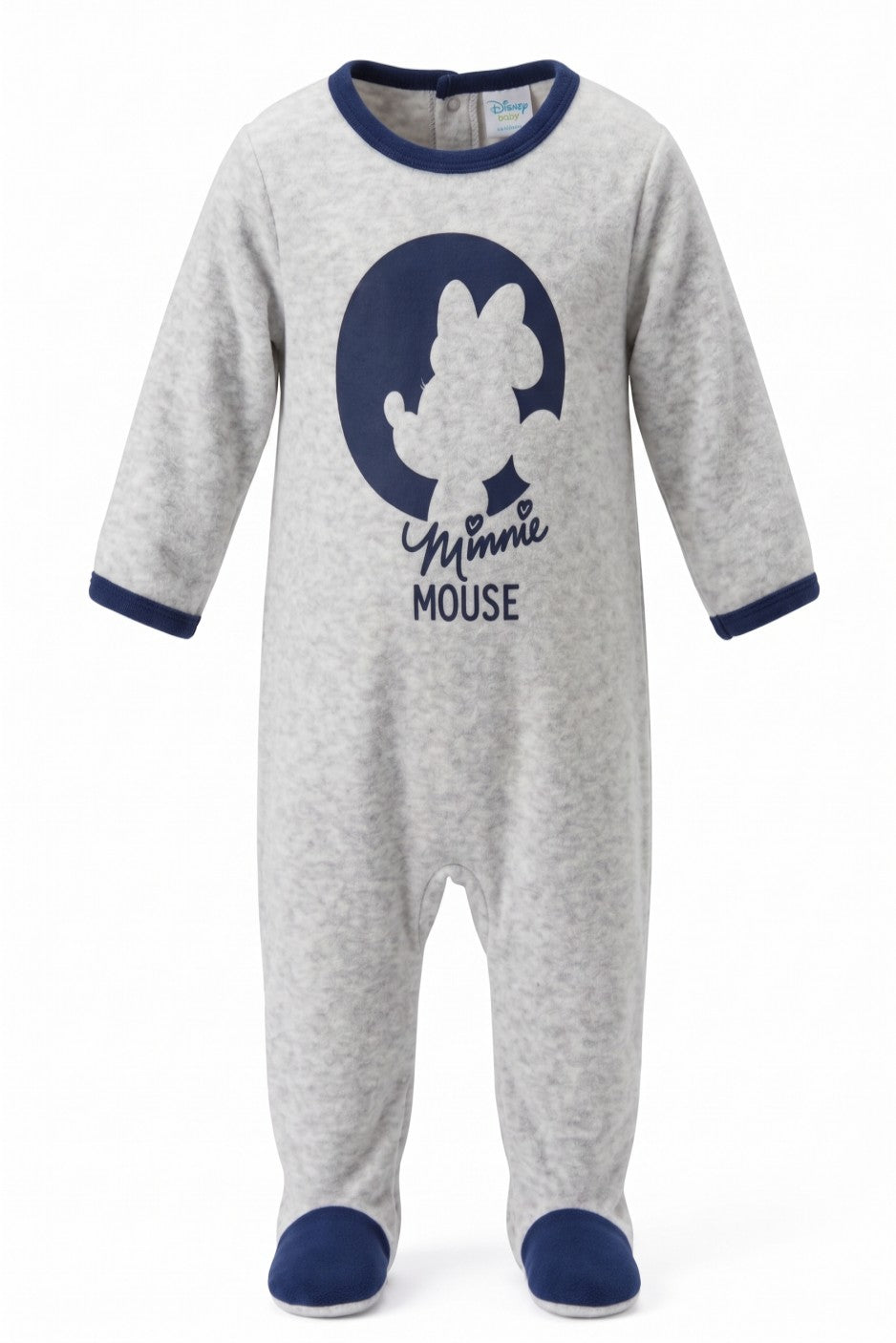 Pyjama Polaire Bebe Fille Disney Minnie Silhouette Bleu Marine Pieds 6-24 mois Neuf
