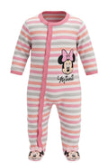 Pyjama Bébé Fille Minnie Mouse – Rayé Rose Pastel Tout Doux – 6 à 24 mois – Neuf