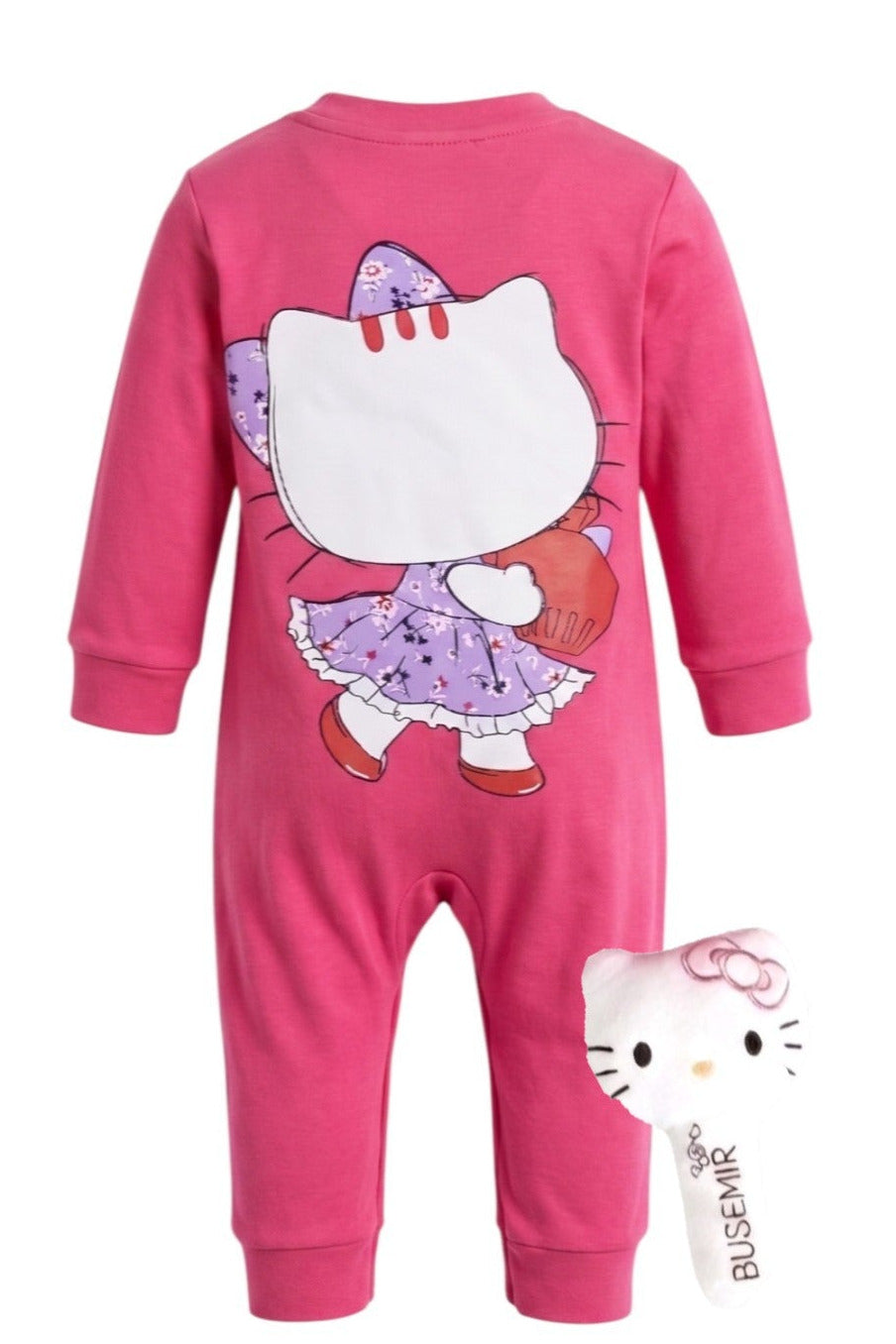 Pyjama Bébé Fille Rose + Peluche Chat – 100% Coton – 3 à 9 mois – Neuf