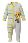 Pyjama Bébé Simba Le Roi Lion – Gris Rayé Multicolore & Pieds Fermés – 6 à 24 mois – Neuf