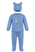 Ensemble Bébé Garçon Little Prince – 3 Pièces Haut Manchettes & Pantalon Pieds & Bonnet – Naissance à 3 mois – Neuf