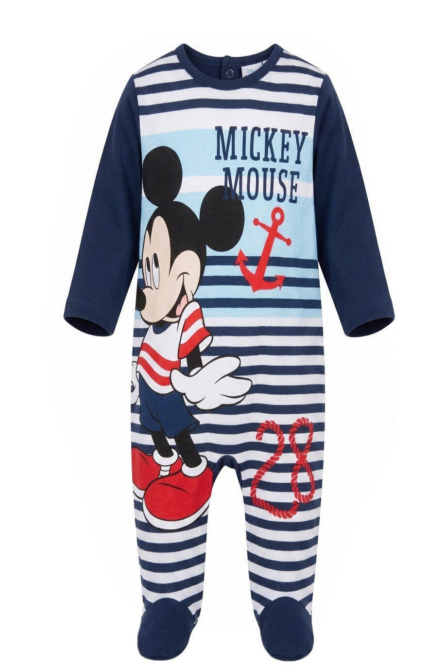 Pyjama Bébé Garçon Mickey Mouse – Marin Rayé & Douillet – 6 à 24 mois – Neuf