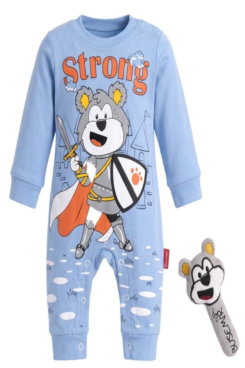 Pyjama Bébé Garçon Chevalier + Peluche Offerte – Bleu – 3 à 9 mois – Neuf