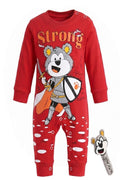 Pyjama Bébé Garçon Chevalier Rouge + Peluche Offerte – 3 à 9 mois – Neuf