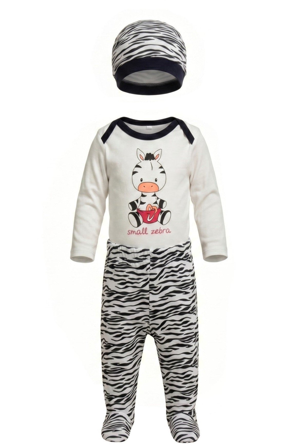Ensemble Bébé 3 Pièces Motif Zèbre – Tout Doux – 3 ou 6 mois – Neuf