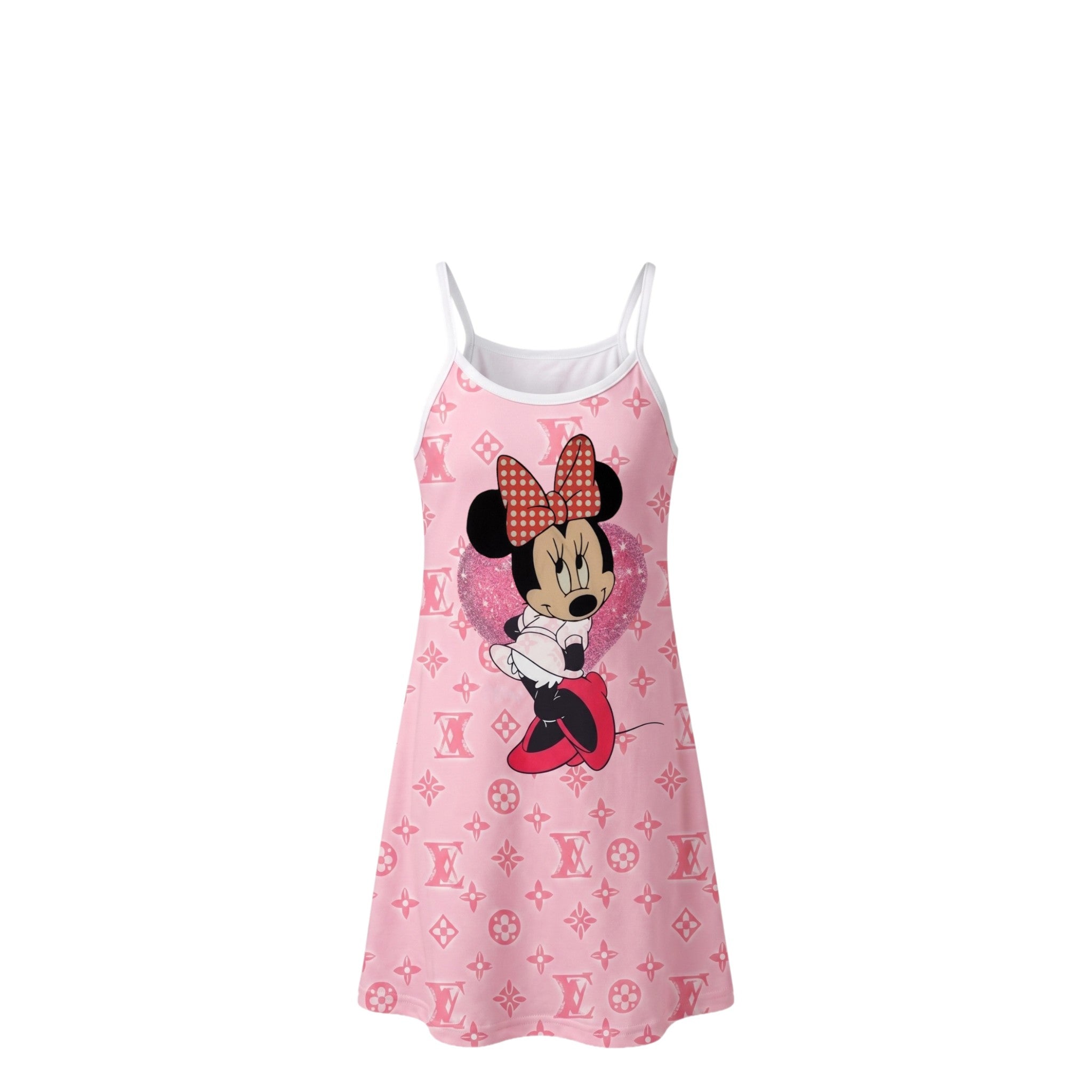 Nuisette Fille Minnie à Fines Bretelles & Cœur Paileté – Style Délicat – 4 à 14 ans – Neuf