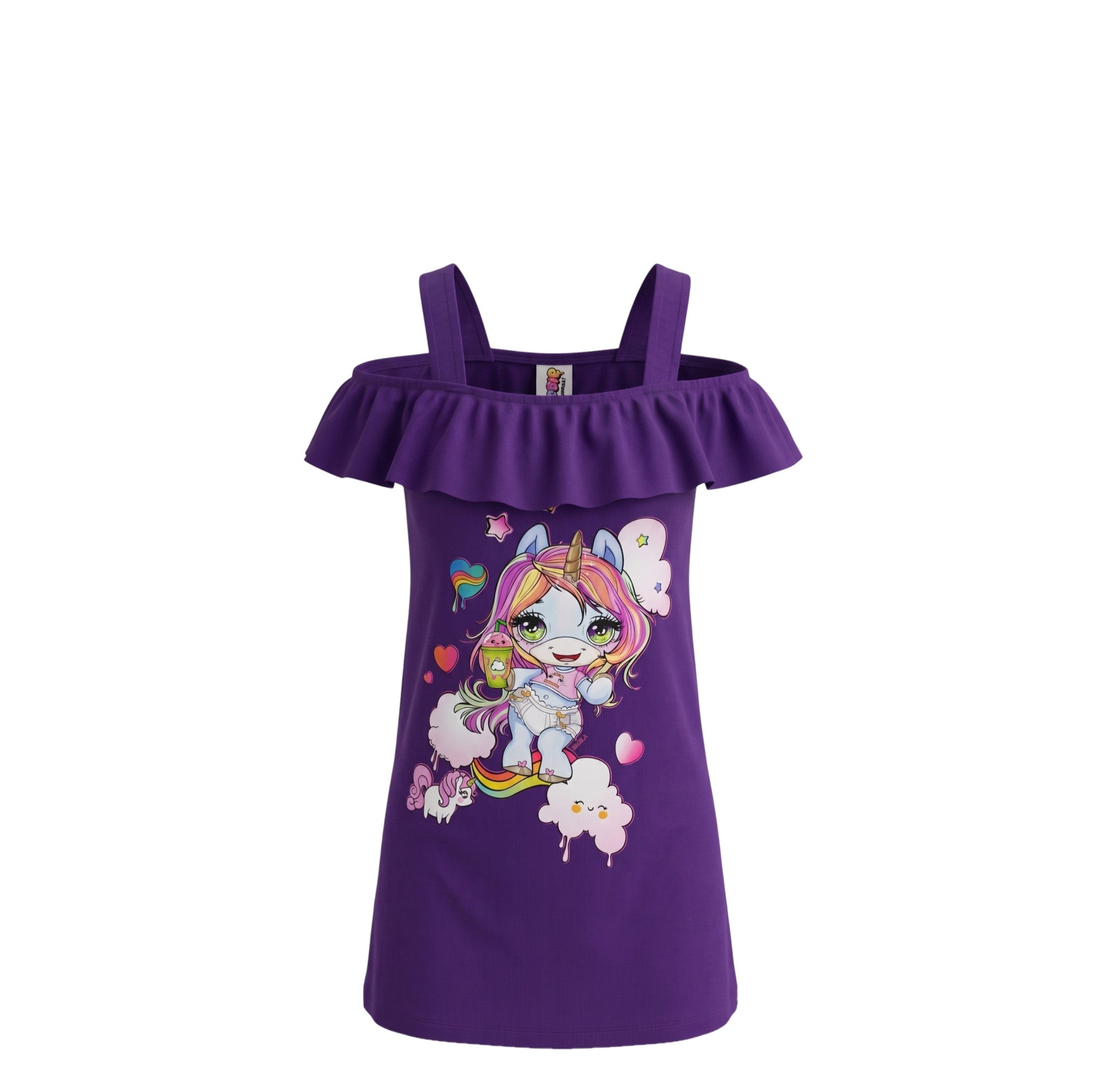 Robe d'Été Fille Poopsie – Épaules Dénudées – Style Coloré – 2 à 8 ans – Neuf