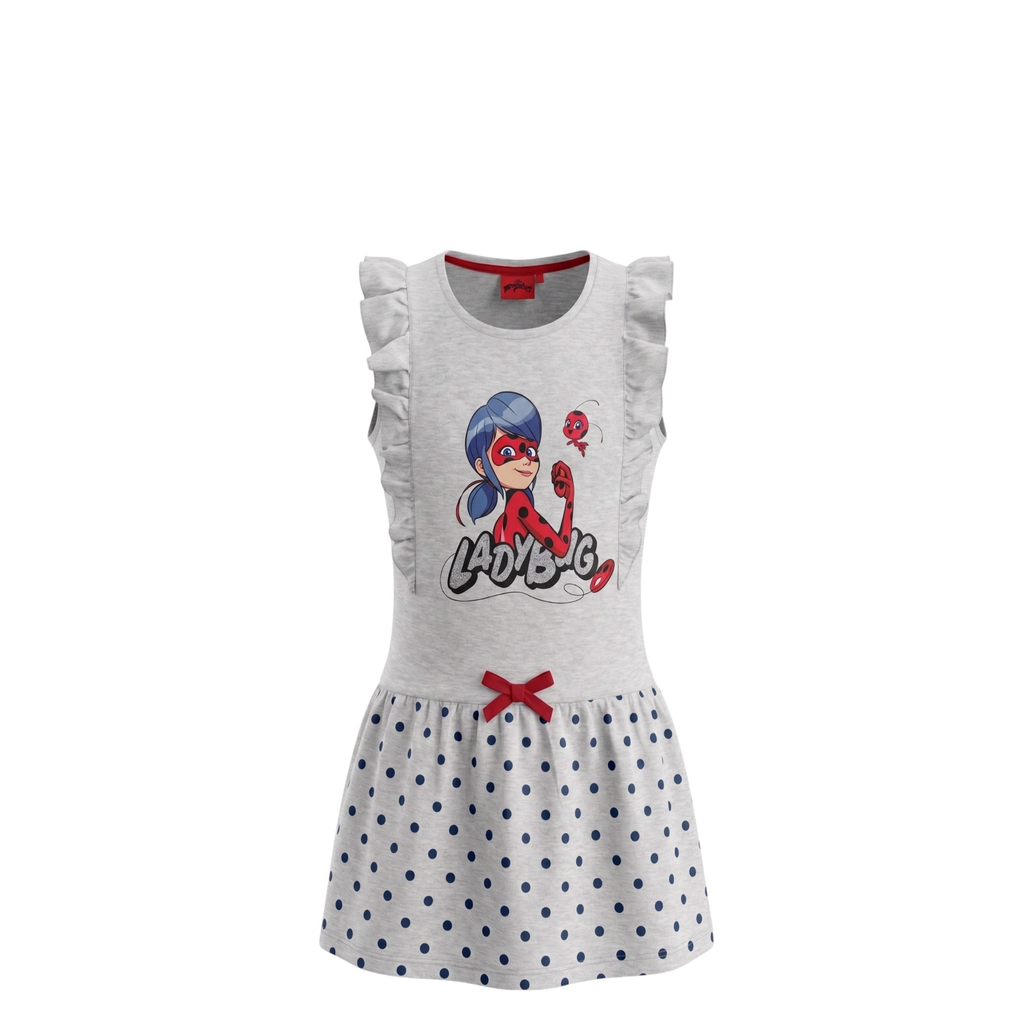 Robe Fille Miraculous Ladybug Grise – Style Urbain – Sans Manches – 4 à 10 ans – Neuf