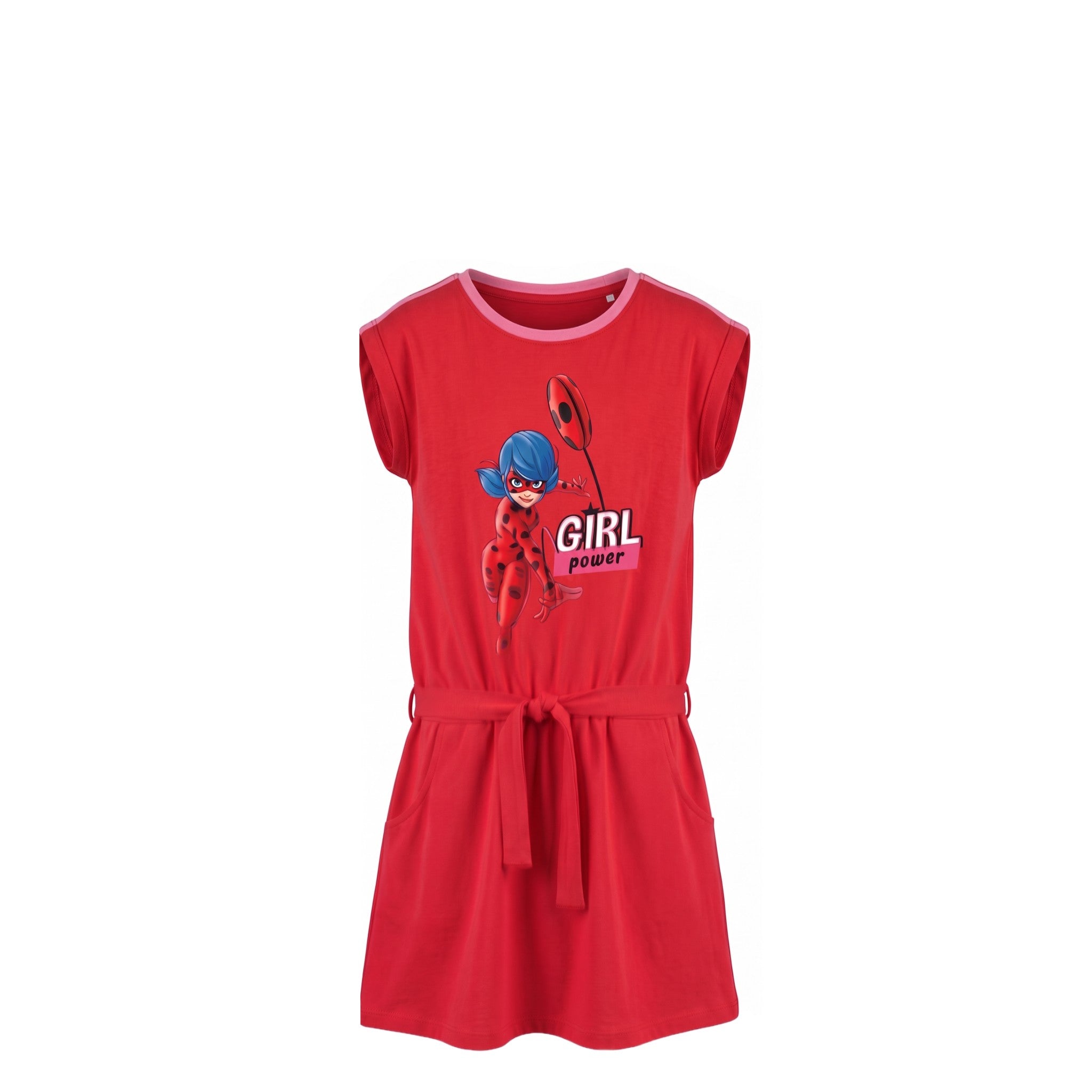 Robe Fille Ladybug Rouge à Manches Courtes – Modèle Dynamique – 3 à 8 ans – Neuf