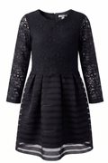 Robe Fille Noire en Dentelle – Manches Longues – 4 à 14 ans – Neuf