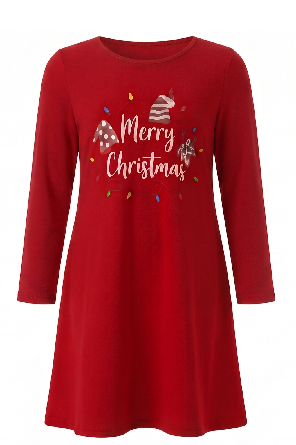 Robe de Noël Fille "Merry Christmas" Rouge – Manches Longues – 2 à 12 ans – Neuf