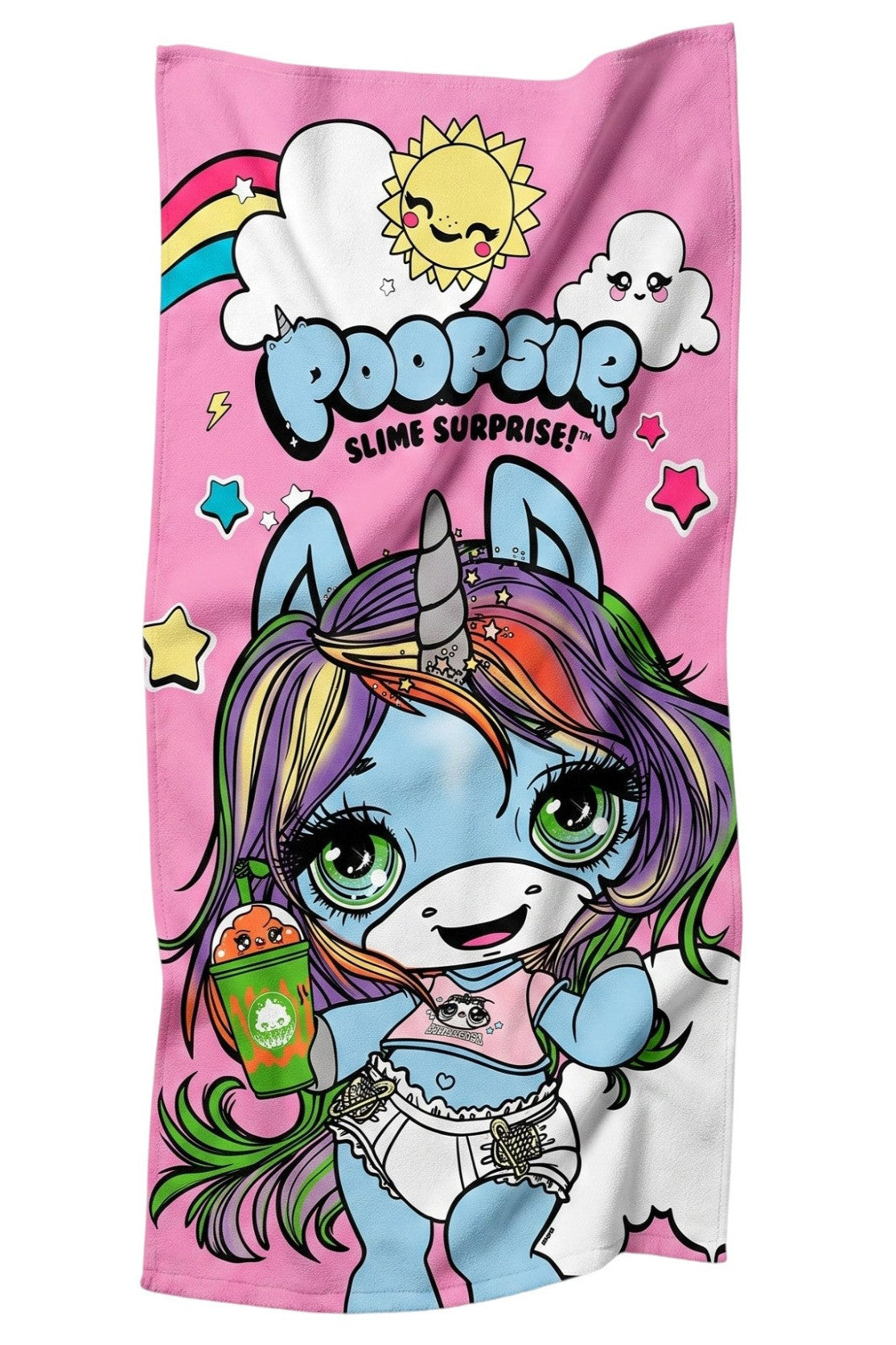 Serviette de Plage Enfant – Licorne Poopsie Slime Surprise – 70 x 140 cm – 100% Polyester – Neuf