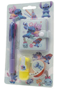 Set Papeterie Enfant – Stitch Disney – Stylo 4 Couleurs + Carnet + Surligneur Jaune + Scotch Rouge – Neuf