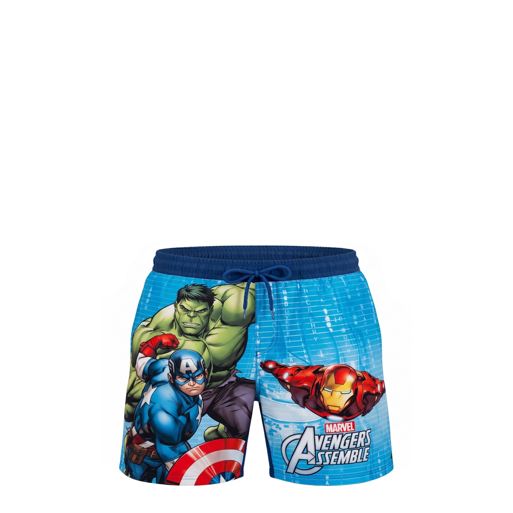 Short de Bain Garçon Avengers – « Prêts à Plonger » – Bleu Imprimé Super-Héros – 5 à 10 ans – Neuf