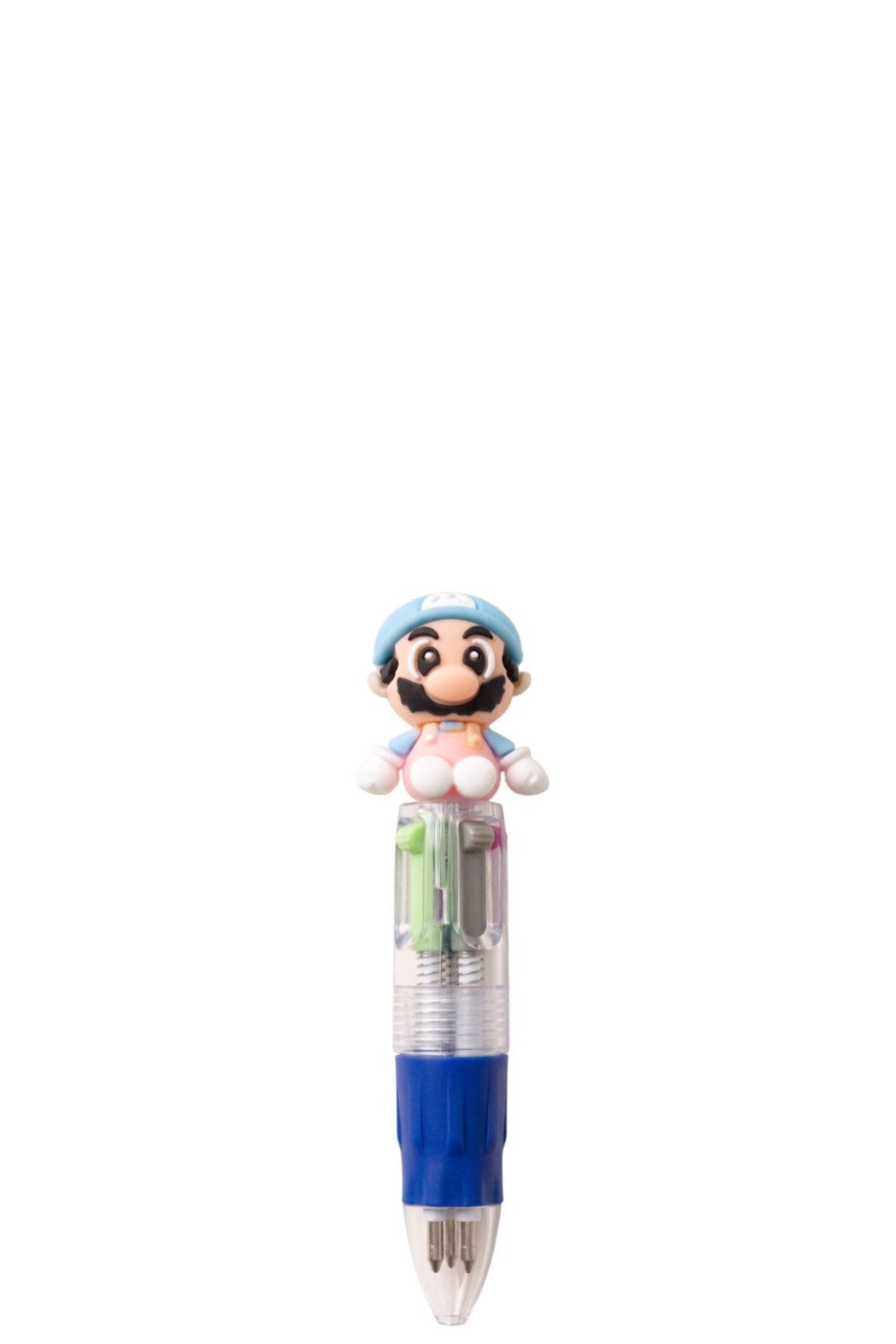 Mini Stylo Enfant Mario Bros Nintendo Figurine 3D 4 Couleurs Bleu 10cm Neuf