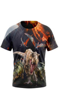 T-shirt Garçon Dinosaures – T-Rex & Créatures Préhistoriques – Impression Sublimée Full Print – 4 à 14 ans – Neuf