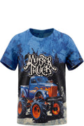 T-shirt Garçon Monster Truck – Impression Sublimée Full Print – Couleurs Intenses – 4 à 14 ans – Neuf