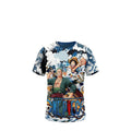 T-shirt Garçon One Piece – Luffy & Zoro – Devant Sublimé / Dos Uni Blanc – Couleurs Éclatantes – 4 à 14 ans – Neuf