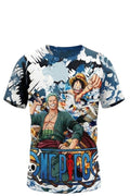 T-shirt Garçon One Piece – Luffy & Zoro – Devant Sublimé / Dos Uni Blanc – Couleurs Éclatantes – 4 à 14 ans – Neuf