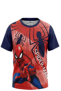 T-shirt Garçon Spiderman Marvel – Rouge & Bleu – Grand Imprimé Super-Héros – 3 à 8 ans – Neuf avec étiquette