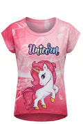 T-shirt Enfant Licorne Rose Dégradé – Impression Sublimée Full Print – Manches Courtes – 4 à 10 ans – Neuf