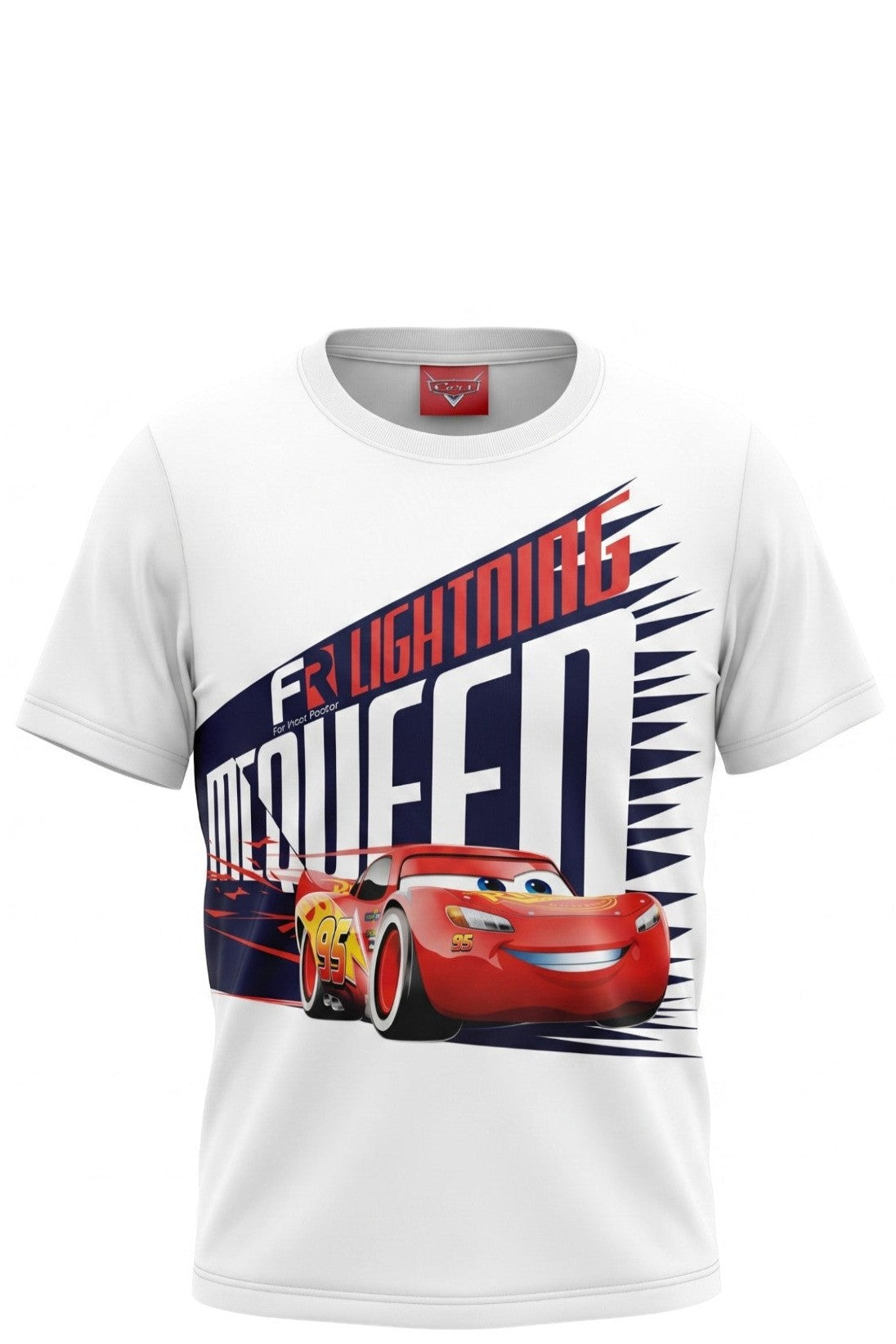 T-shirt Garçon Cars – Flash McQueen – Blanc – Imprimé Lightning Speed – Dos Uni Blanc – 3 à 8 ans – Neuf