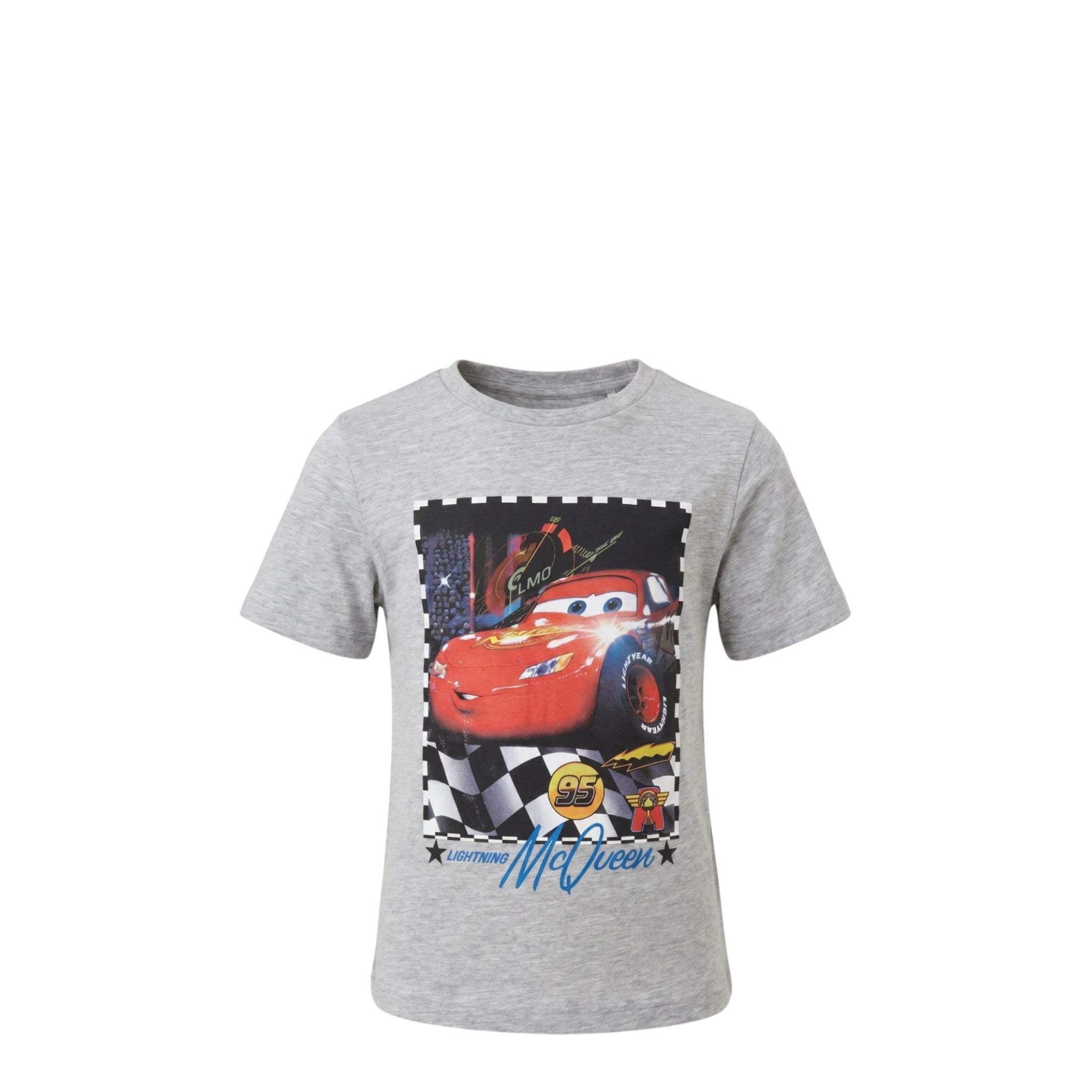 T-shirt Garçon Cars – Flash McQueen – Gris – Imprimé Pixar avec Numéro 95 – 3 à 8 ans – Neuf