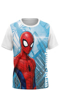 T-shirt Garçon Spiderman Marvel – Blanc – Grand Imprimé Super-Héros Dos Uni – 3 à 8 ans – Neuf avec étiquette
