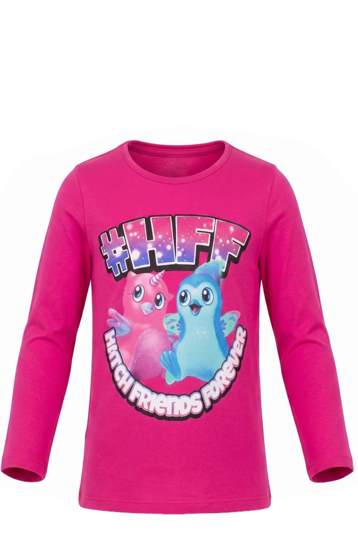T-shirt Fille Manches Longues Rose Fuchsia – Motif Hatchimals #HFF – Col Rond – 3 à 6 ans – Neuf
