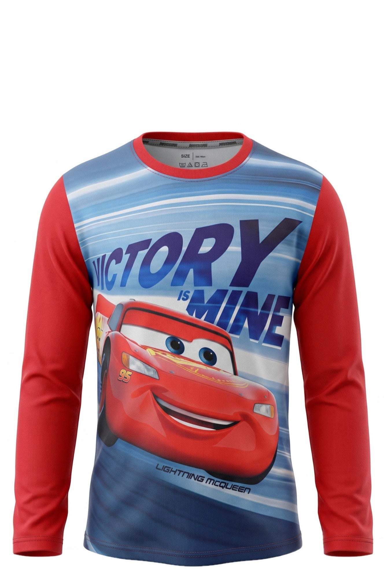T-shirt Manches Longues Garçon – Flash McQueen N°95 “Victory is Mine” – Disney Pixar Cars – 3 à 8 ans – Neuf
