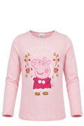 T-shirt Fille Manches Longues Rose Clair – Motif Peppa Pig "Enchanted Woods" – Fleurs & Papillons – 3 à 8 ans – Neuf