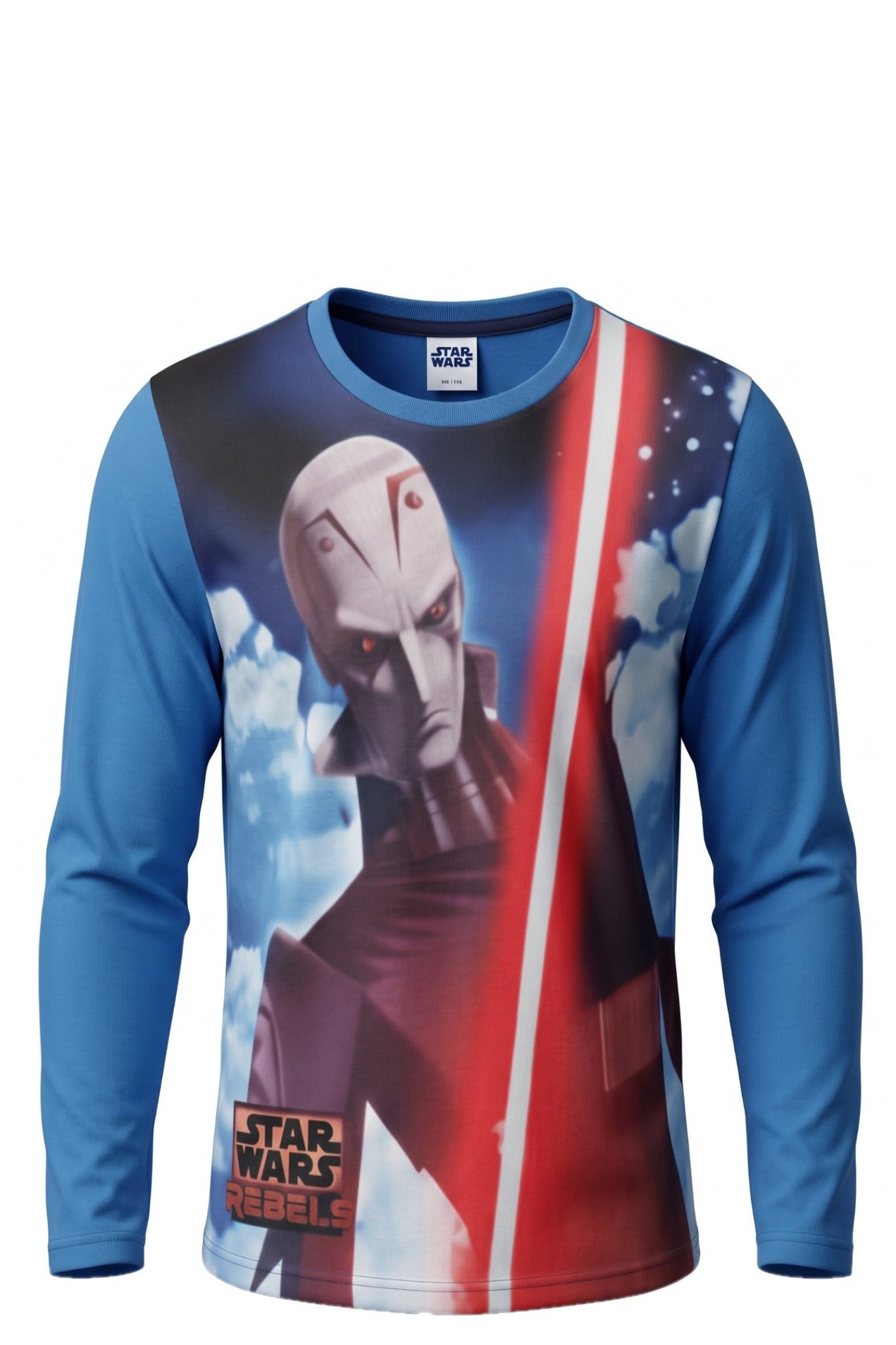 T-shirt Manches Longues Garçon Bleu – Star Wars Rebels L’Inquisiteur & Double Sabre Laser Rouge – 4 à 10 ans – Neuf