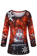Tunique Fille Noël Full Print Rouge – Bonhomme de Neige & Flocons – "Merry Christmas" – Col Rond – 2 à 12 ans – Neuf