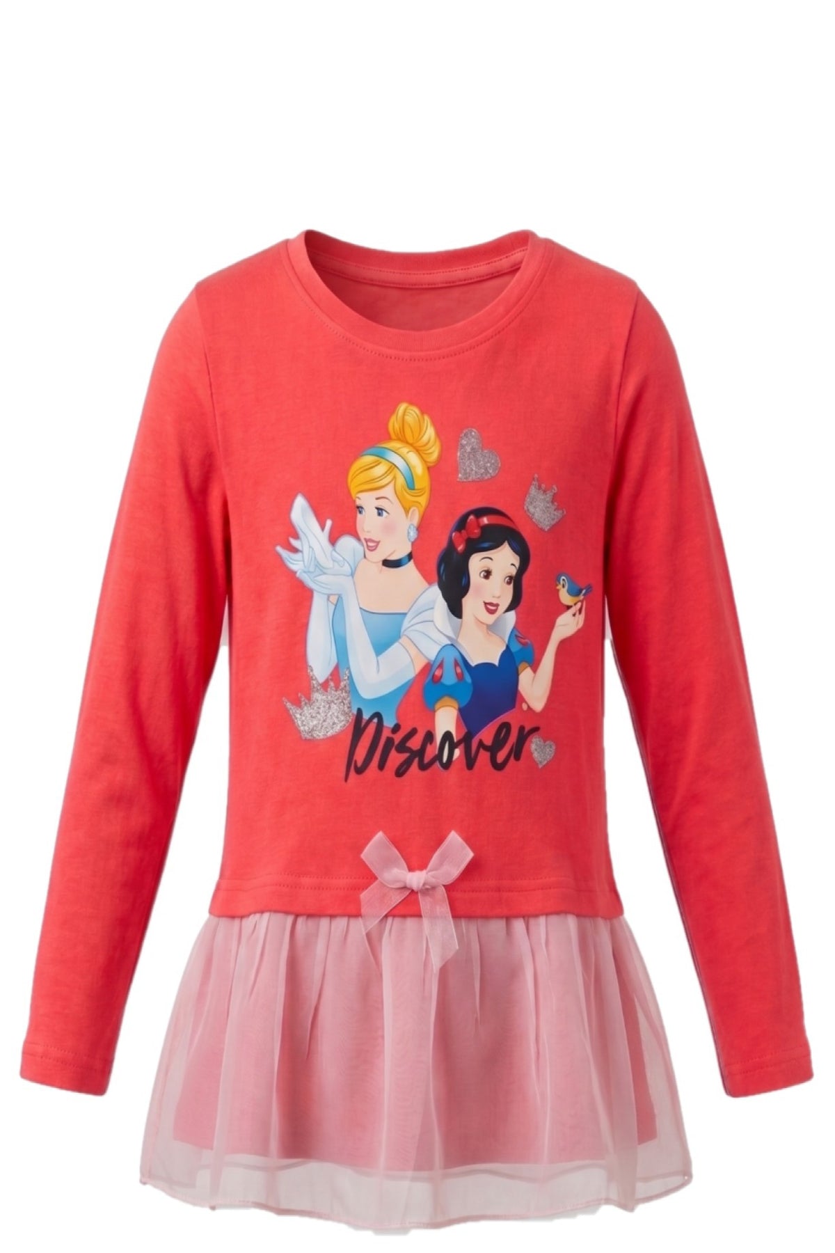 Tunique Robe Fille Princesses Disney Cendrillon Blanche Neige Tulle Rose 3 a 8 ans Neuf