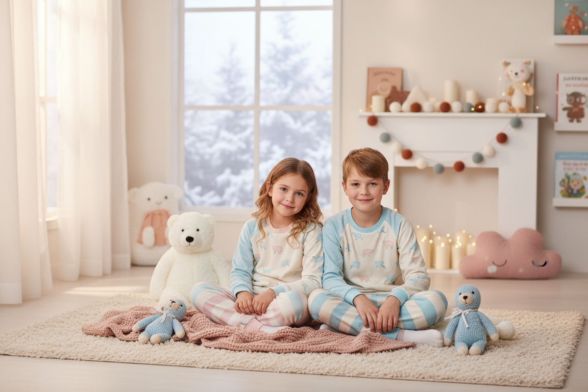 Bannière hiver pyjama cosy intérieur