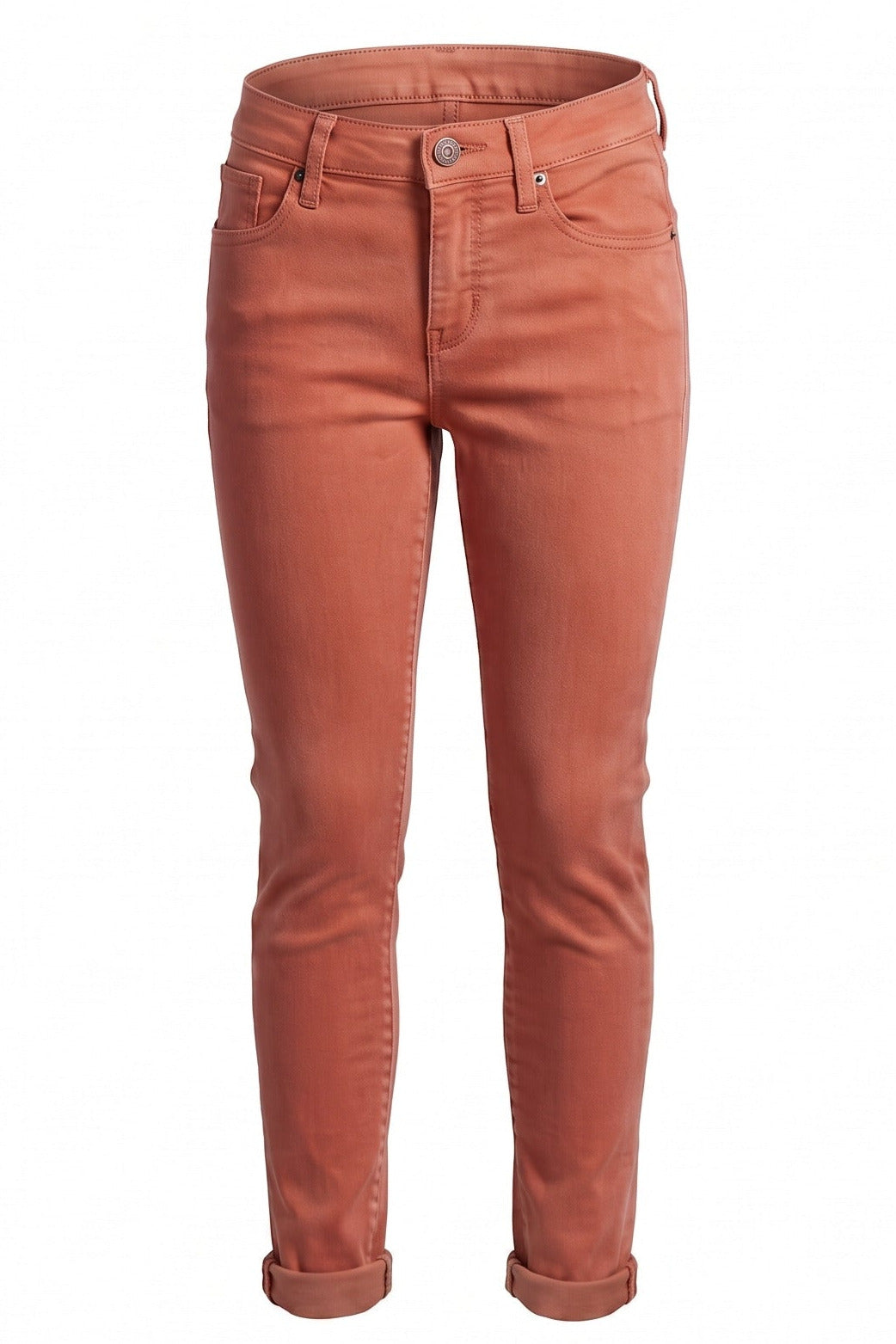 Jean Fille Slim Corail – Ourlets Retroussés – 5 Poches & Rivets Dorés – 4 à 12 ans – Neuf